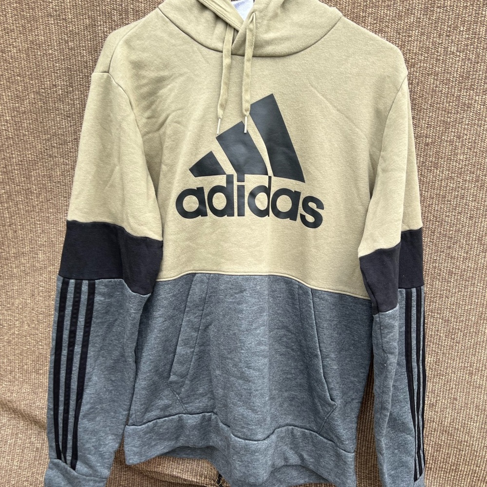 ADIDAS Men'sHoodie Hooded Sweatshirt Tri color Green Gray Men’s Sz M